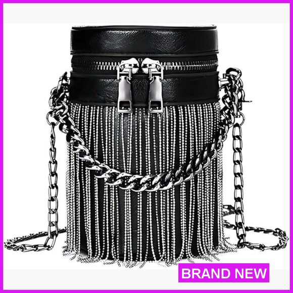 Handbags - Y2K Punk Tassel Tote Gothic Fringe Shoulder Bag Funky Rock Crossbody Handbag